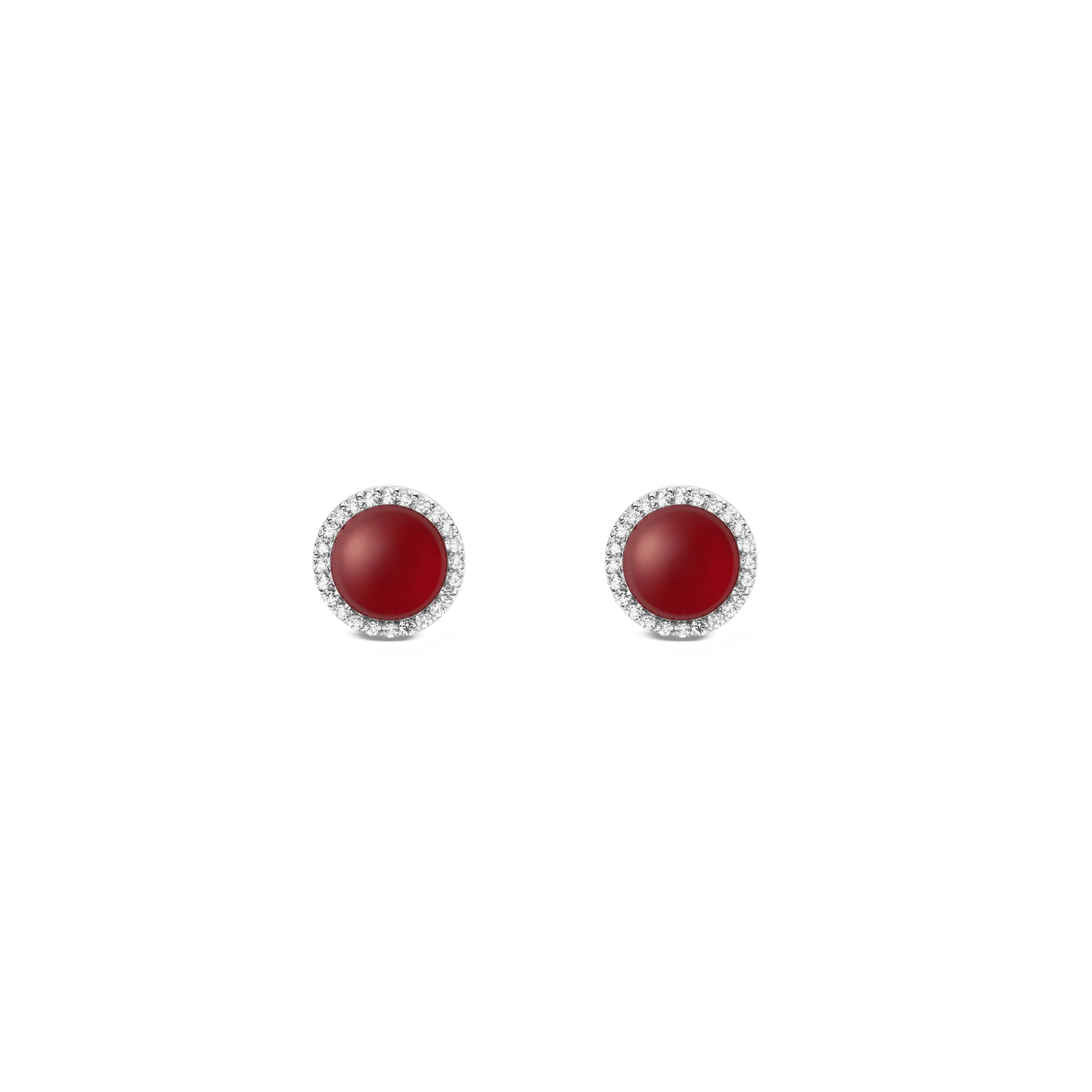 Audrey Earrings  Red Agathe Silver
