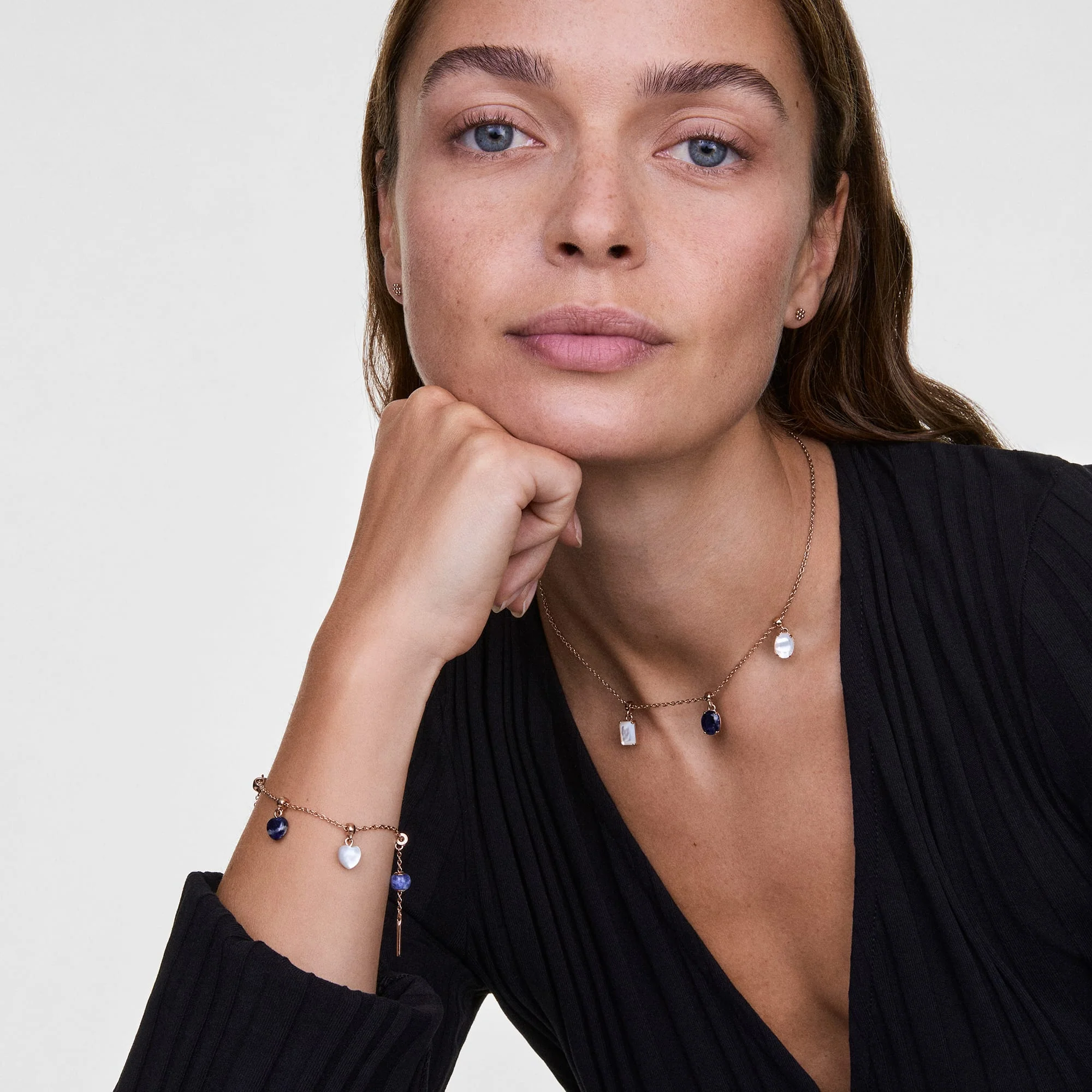 Blue Spot Heart Rose Gold Charm - Image 2