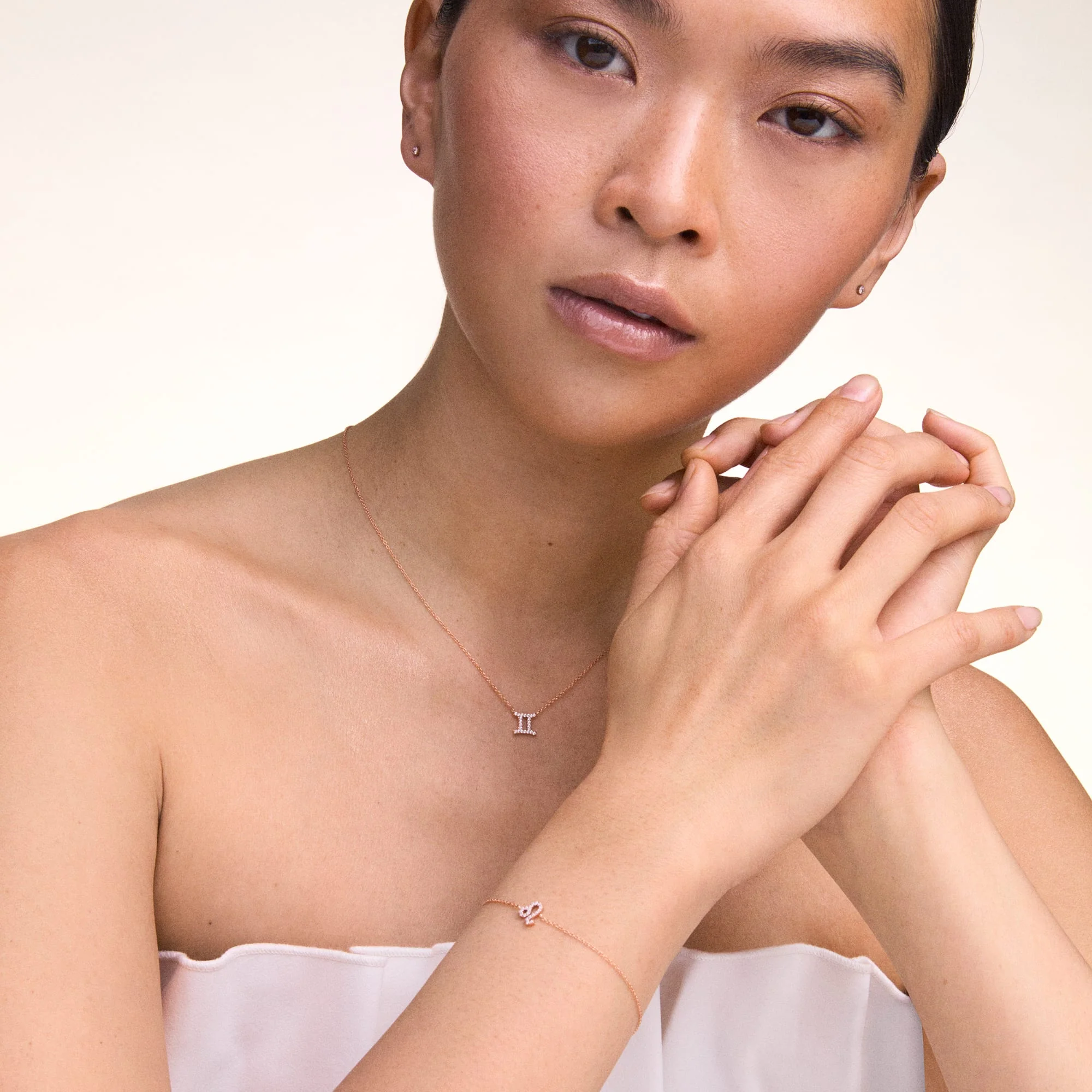 Crystal Zodiac Chain Necklace Rose Gold - Image 39