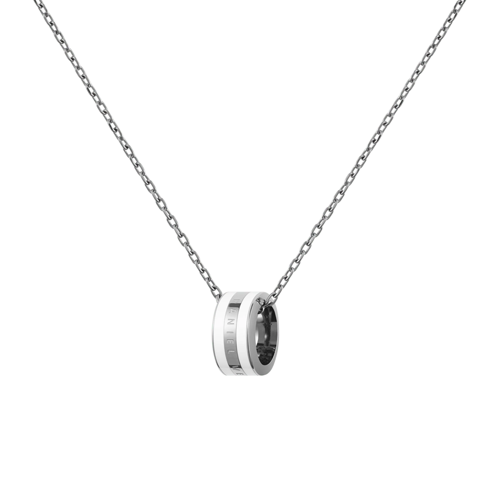 Emalie Necklace Silver Satin White - Image 3