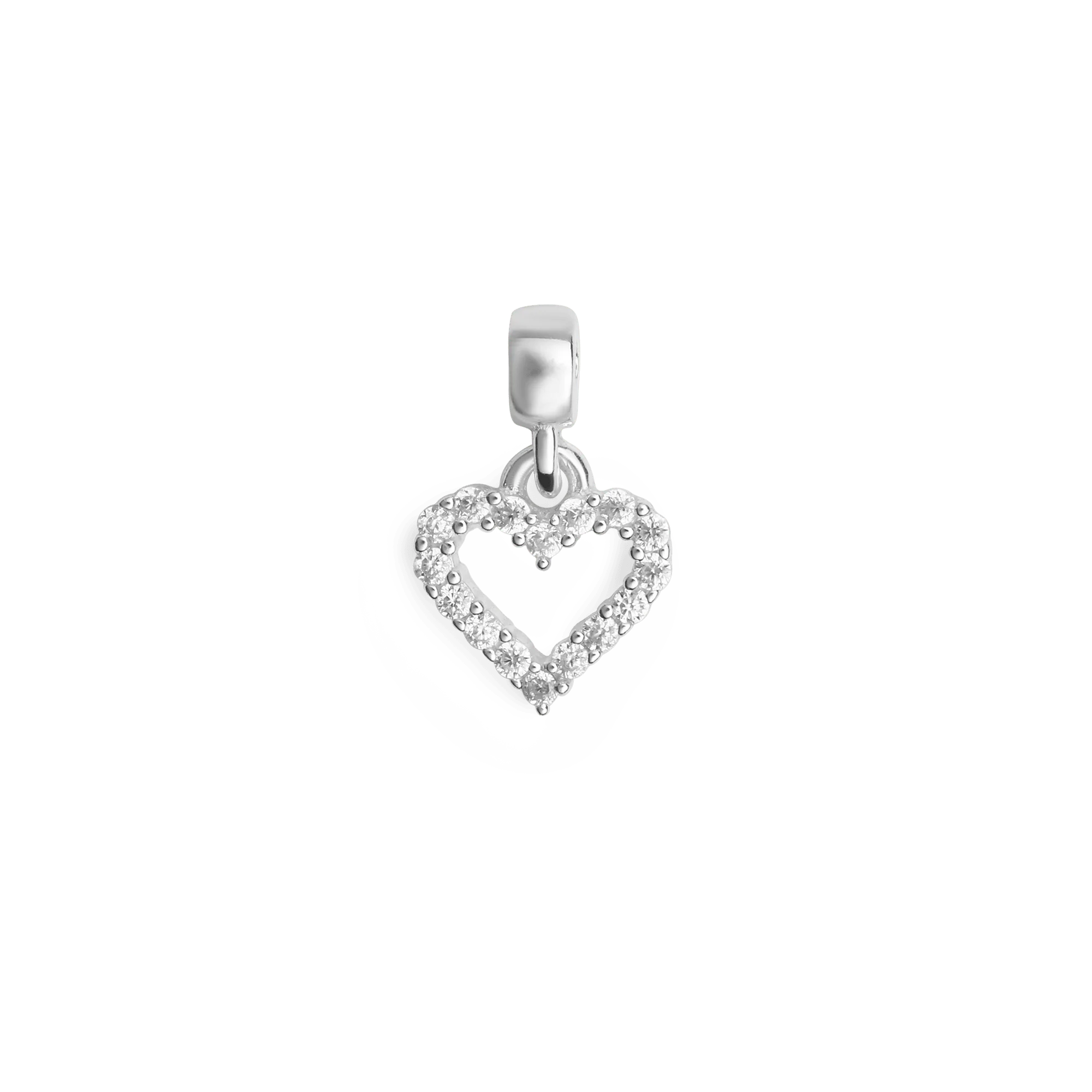 Heart Contour White Crystal Charm